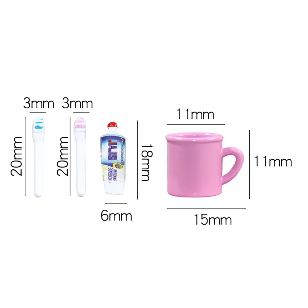 1/12 بيت الدمية مصغرة معجون الأسنان فرشاة الأسنان محاكاة الغرغرة كأس نموذج لعب للزينة مصغرة دمية الملحقات