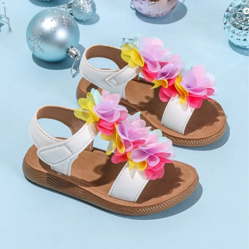 

Children's Flower Sandals Girl Open-Toe Casual Shoes Student Outdoor Beach Sandals Kids Korean Style Non-Slip Sandals versatile
