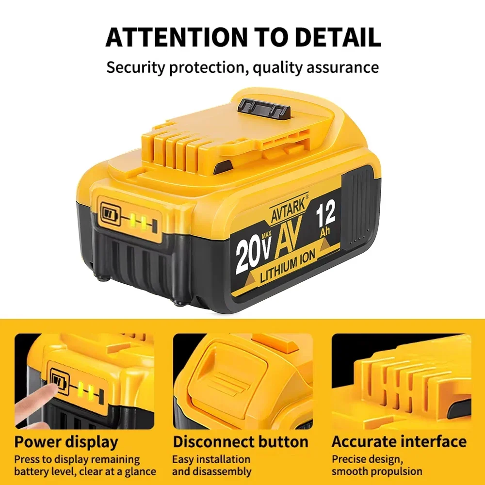 100% New 8000mA-12000mAh 20V for Dewalt Power Tool Battery DCB206 20V 12.0Ah Battery DCB206 20V Battery DCB205 DCB204-2 DCB200