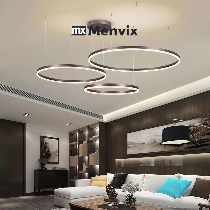 Modern LED Circle Ceiling Chandelier Lustre Lamp Indoor Lighting For Living Room Study Bedroom Lamps Round Rings Home Decoration