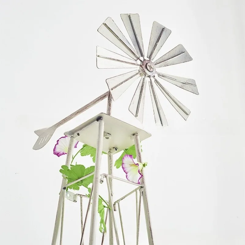 American Clematis Climbing Vine Flower Stand, Wrought Iron Rotating Windmill Vine Moon Climbing Frame, Courtyard Villa