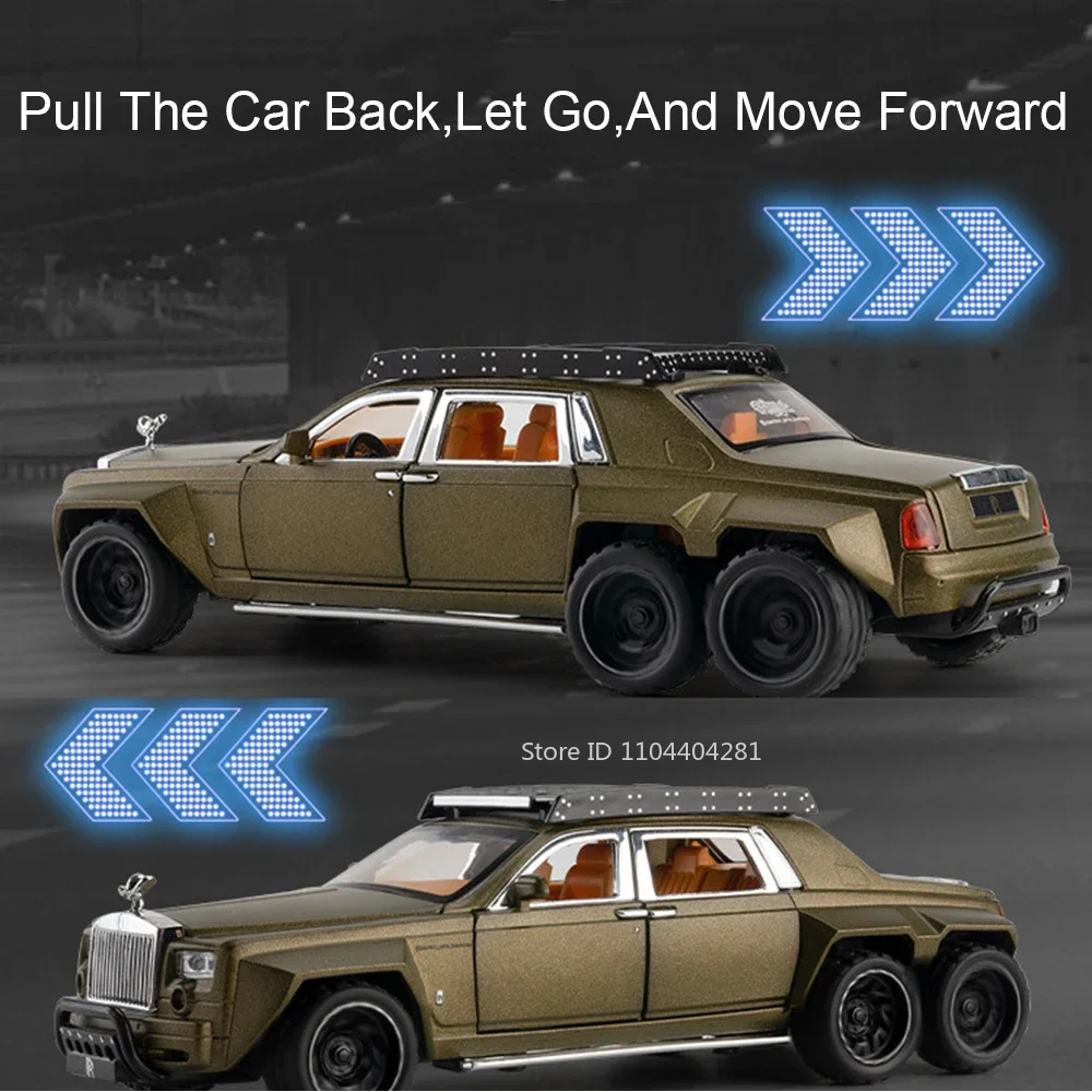 1:32 Rolls-Royce Phantom SUV 6X6 alliage aube modèle jouets voiture son lumière tirer vers les portes ouvertes véhicules miniatures cadeaux pour enfants