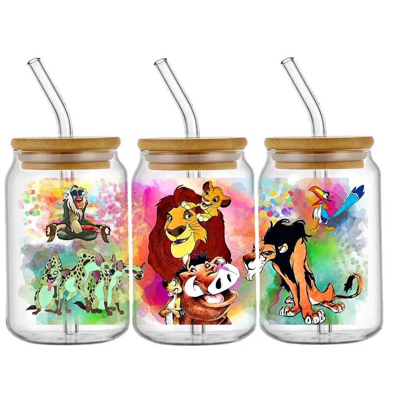 Disney Princess Bambi Toy Story the Lion King UV DTF stiker untuk 16ozCup bungkus stiker Transfer Label kustom DIY perekat diri