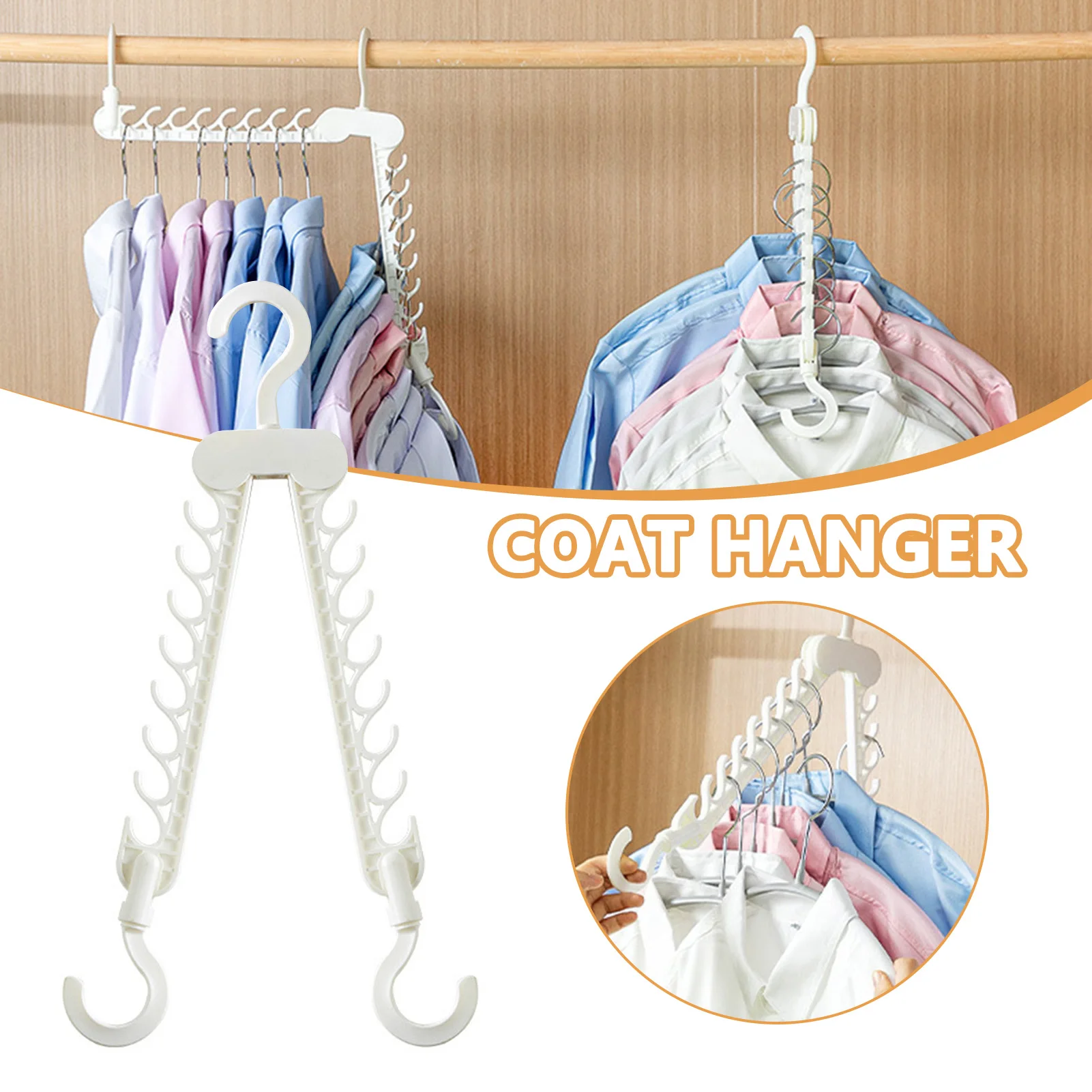 Folding Clothes Hanger With Multi Hook Wet Dry Dual-Purpose Anti-drop Hanger For Armoire Closet