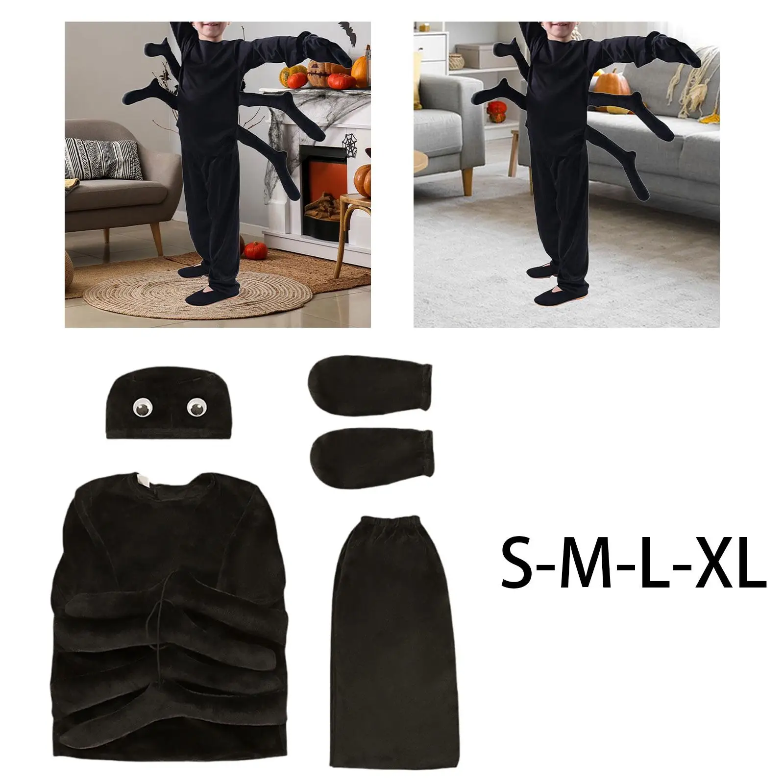 Kinder-Spinnenkostüm für Jungen Kreatives Schwarzes Spinnen-Outfit Verkleidung für Rollenspiele Festival Karneval Bühnenshow Party-Zubehör