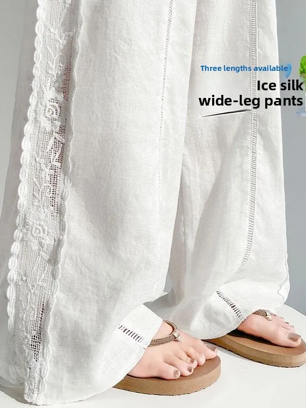 

Summer 2026 New Style Thin Linen Wide Leg Pants High Waist Slimming Casual Ice Silk Floor-Length Women's Loose Straight Tube ...