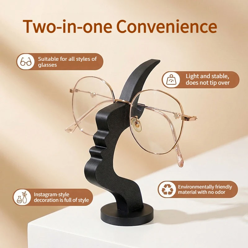 Creative Human Side Face Glasses Holder Minimalist Desktop Eyeglass Stand for Sunglasses Reading Glasses Home Office Desk Decor