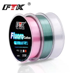 FTK 100M Fluorocarbon Coating Fishing Line 0.14MM-0.50MM 4.136LB-34.32LB Carbon Fiber Leader Fishing Lure Wire Line Japan