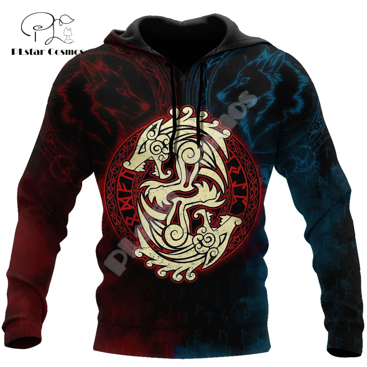 NewFashion Newest Nordic Mythology Warrior Odin Fenrir Wolf Tattoo 3DPrint Men/Women Pullover Harajuku Casual Jacket Hoodies Q22