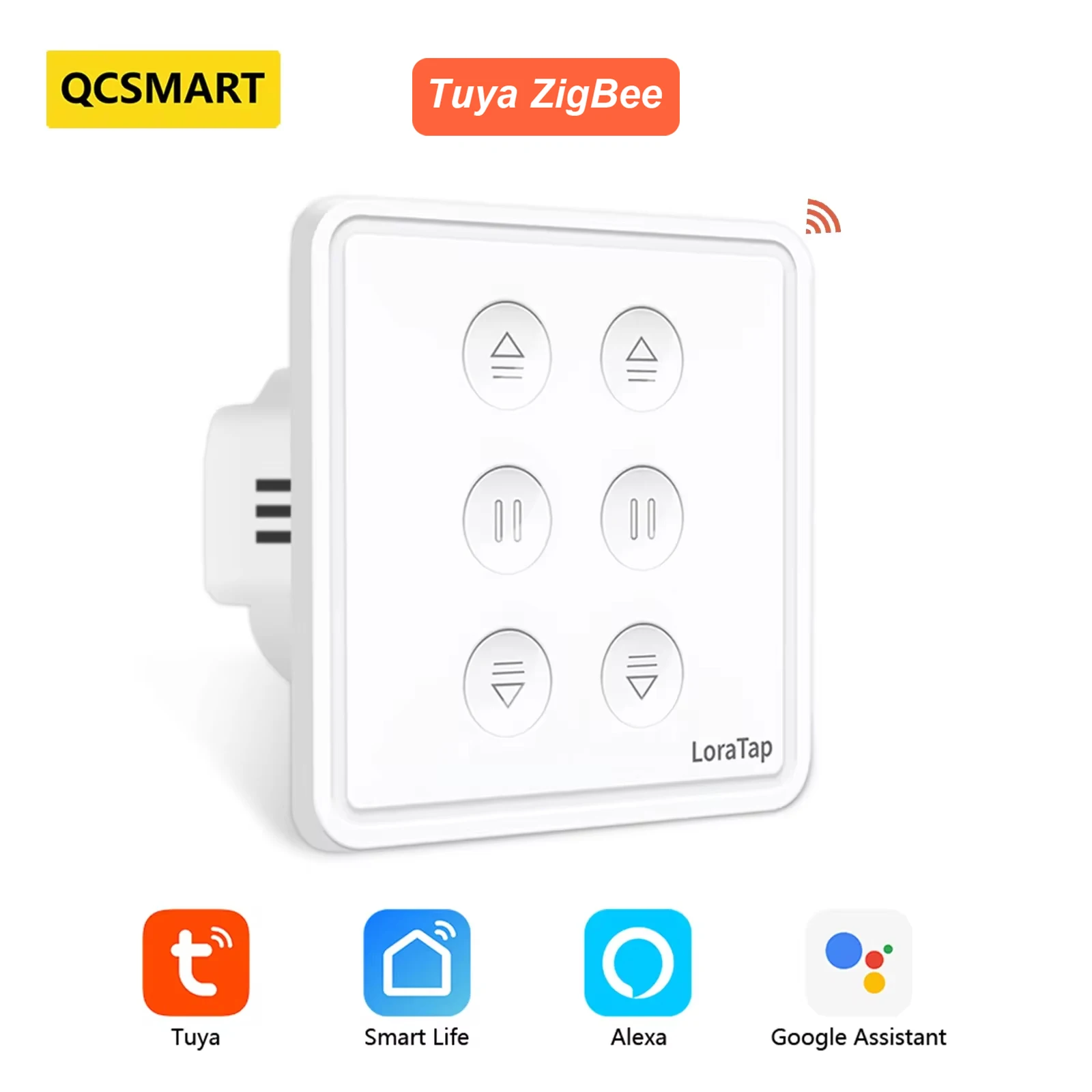 

QCSMART Tuya Smart Life EU ZigBee Double Curtain Switch Remote Control Blinds Roller Shutter Percentage Timer Google Home Alexa