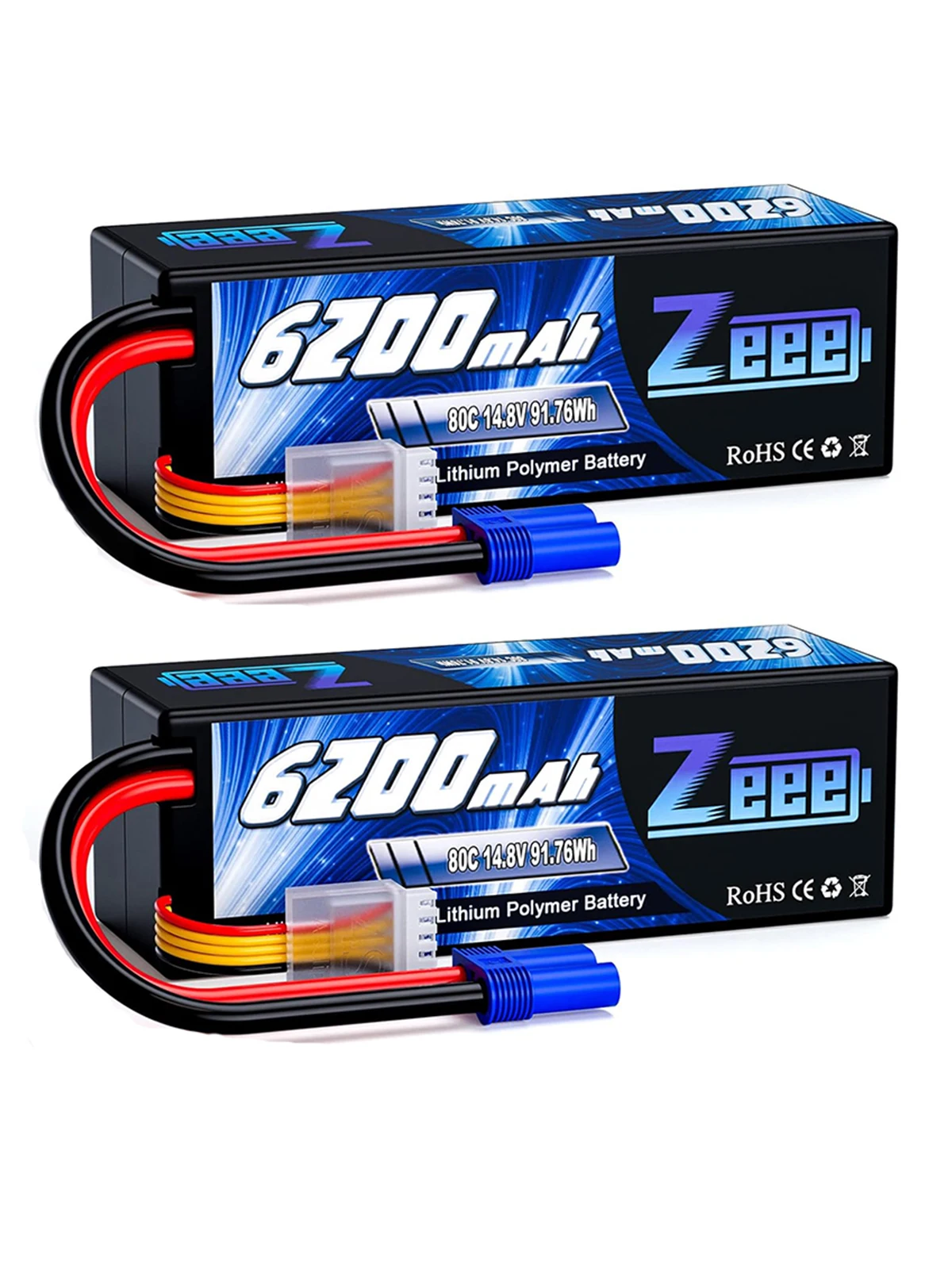 Zeee 4s 6200mah lipo batterie für rc auto 14,8 v 80c hardcase mit ec5 stecker für fpv drone buggy truggy racing hobby rc modell teile