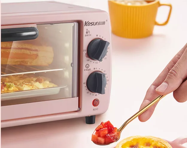 Keshun 9L Electric Oven Household Mini Double layered Multi functional Cake Baking Oven TO-128 Pink Cake Bread