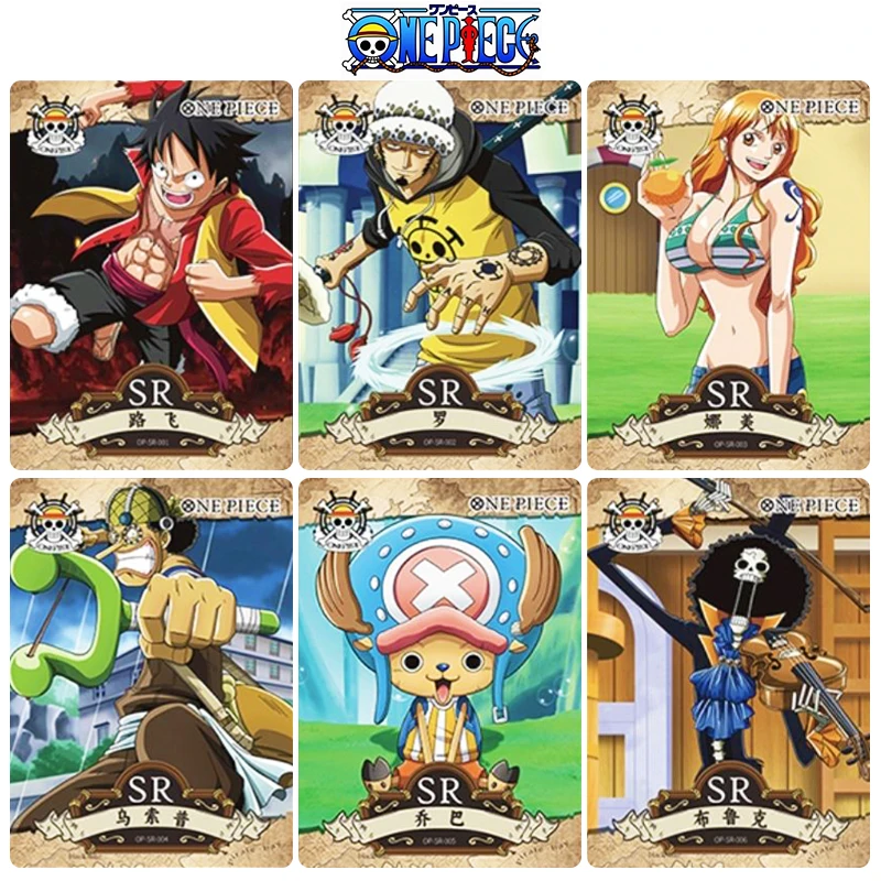 

ONE PIECE LR JR UR HR SSR SR series Collection card Nami BROOK Anime characters Bronzing flash card Cartoon toys Christmas gift