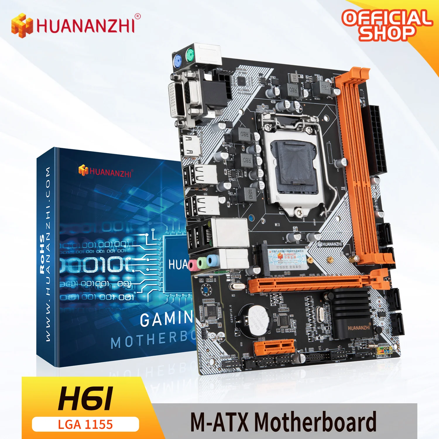 

HUANANZHI H61 Motherboard M-ATX For Intel LGA 1155 Support i3 i5 i7 DDR3 1333 1600MHz 16GB SATA M.2 USB2.0 VGA HDMI-Compatible