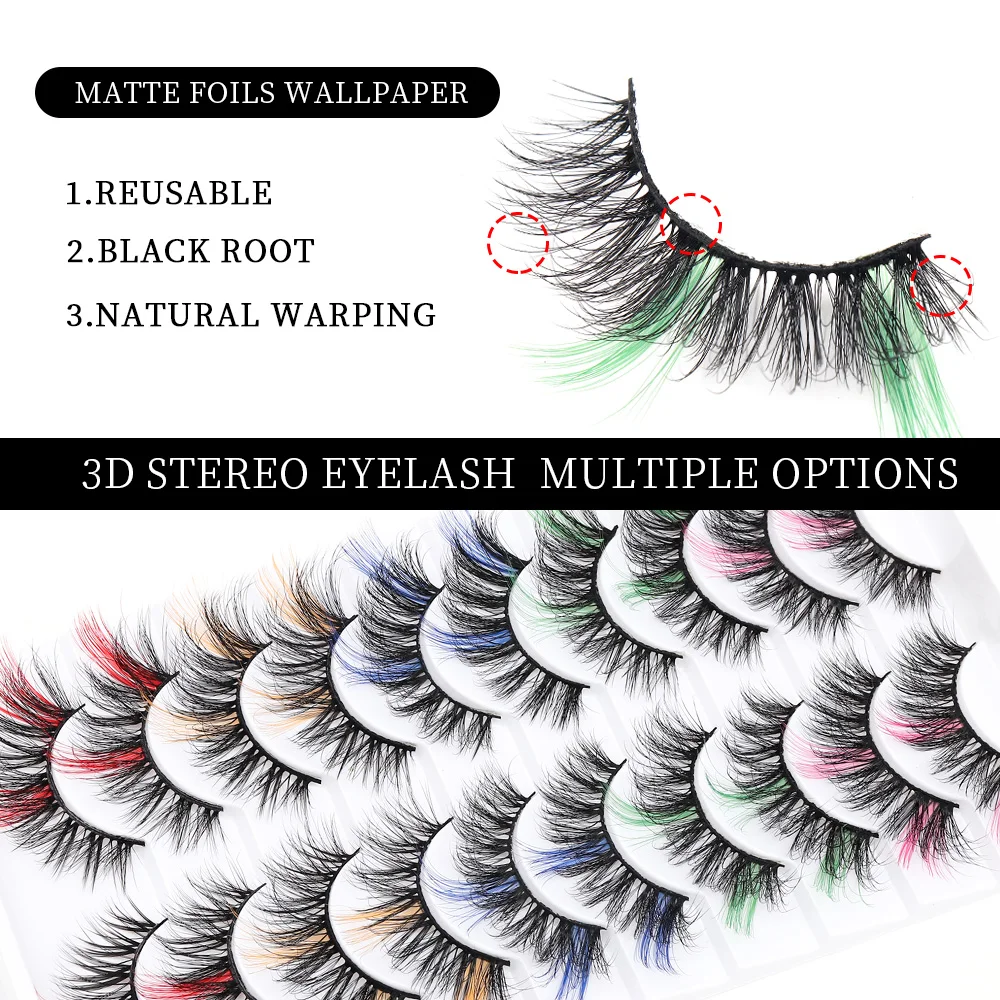 ふわふわのつけまつげ,化粧品アクセサリー,自然な効果,10ペア,メイクアップ,5色,C5D-mix01-2