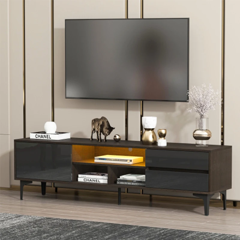 TV stand,TV Cabinet,entertainment center,TV console,media console,with LED remote control lights,UV bloom drawer panel,Black