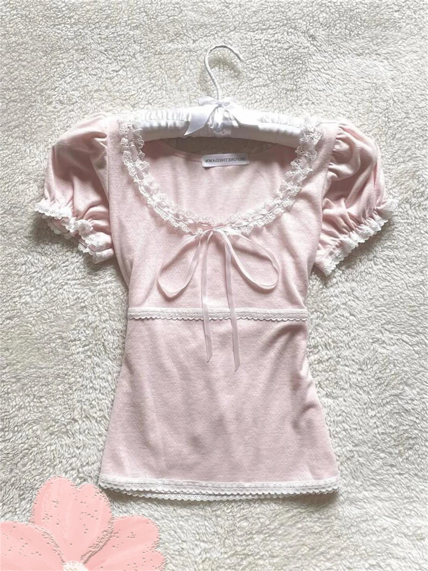 

Футболка Slim Fit ort Sve Женская летняя кружевная лоскутная футболка Bubble Sve Топ Pure Color Cotton Moisture ng round Ne