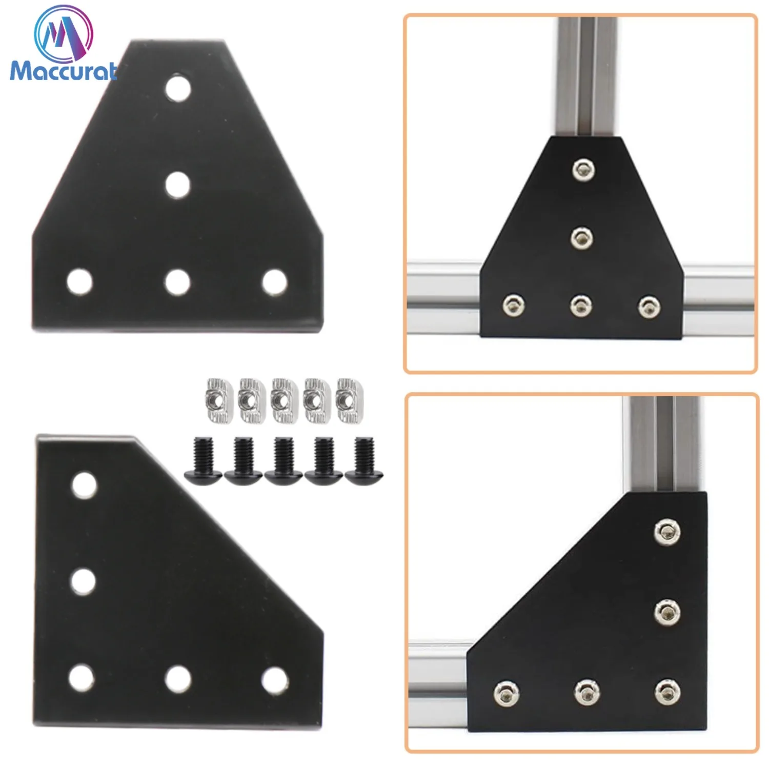 5 Holes 90 Degree Joint Board Plate Corner Angle Bracket Connection Joint Strip for 2020 Aluminum Profile 3D Printer Parts
