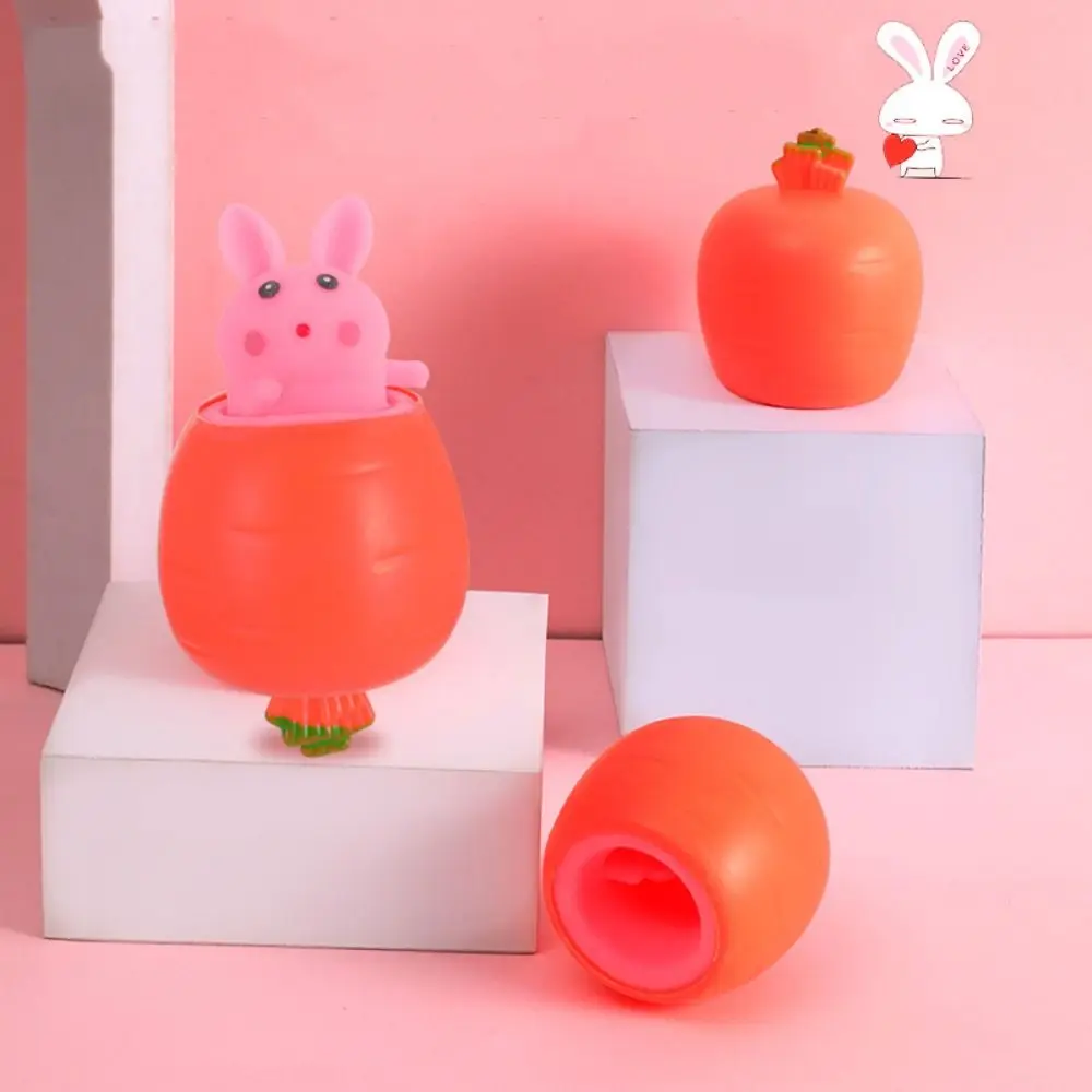 Easter Basket Stuffers Realistic Easter Squeeze Fidget Toys Carrot Shaped Bunny PVC Squeeze Toy Creative Stress Sensory Toy