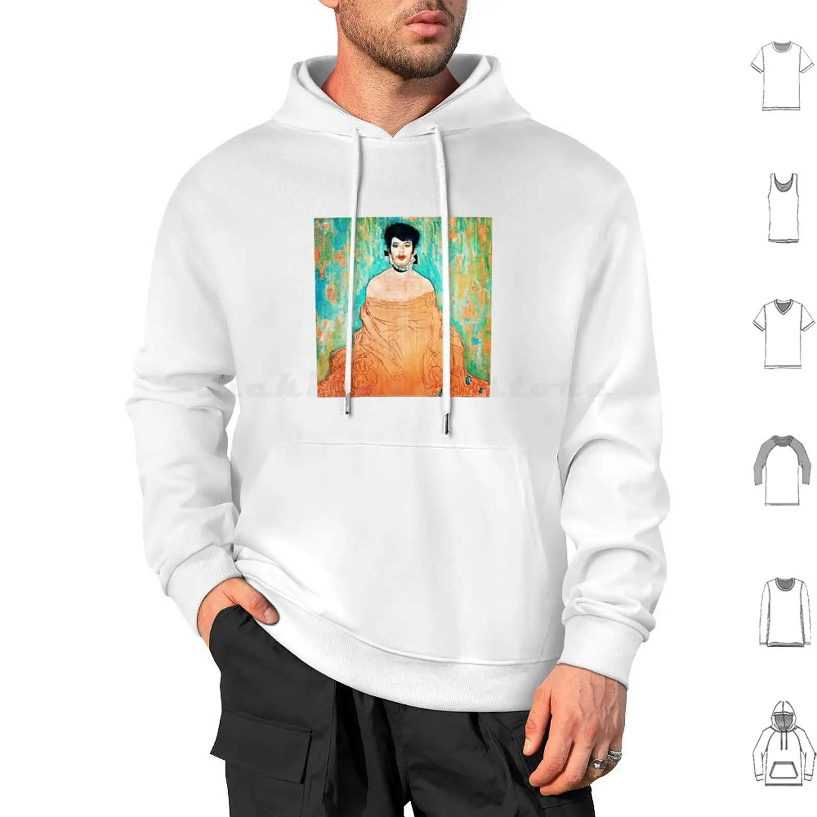 

Lady In Orange Hoodie cotton Long Sleeve Queer Orange Androgyny Gender Pride
