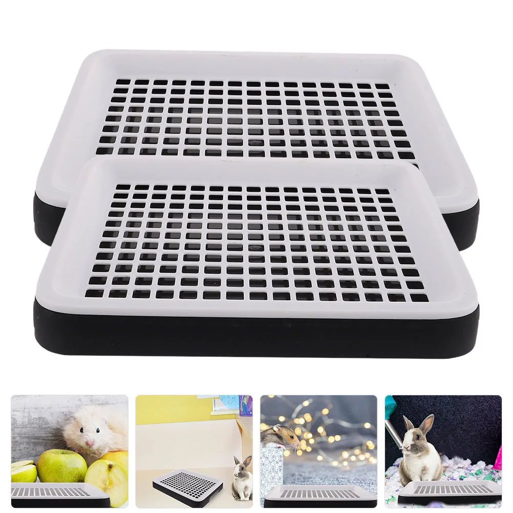 

2pcs Pet Litter Box For Hamsters Rabbits Squirrels Small Animals Detachable Grids Double Layer Design Large Capacity Plastic