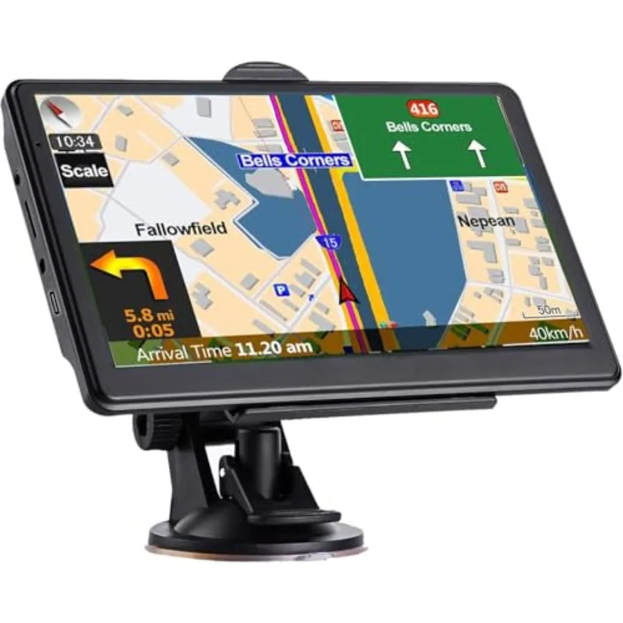 

Car GPS Navigation System with 2026 Maps 7-inch Touchscreen Real Voice Turn-by-Turn Directions Lifetime Free Updates