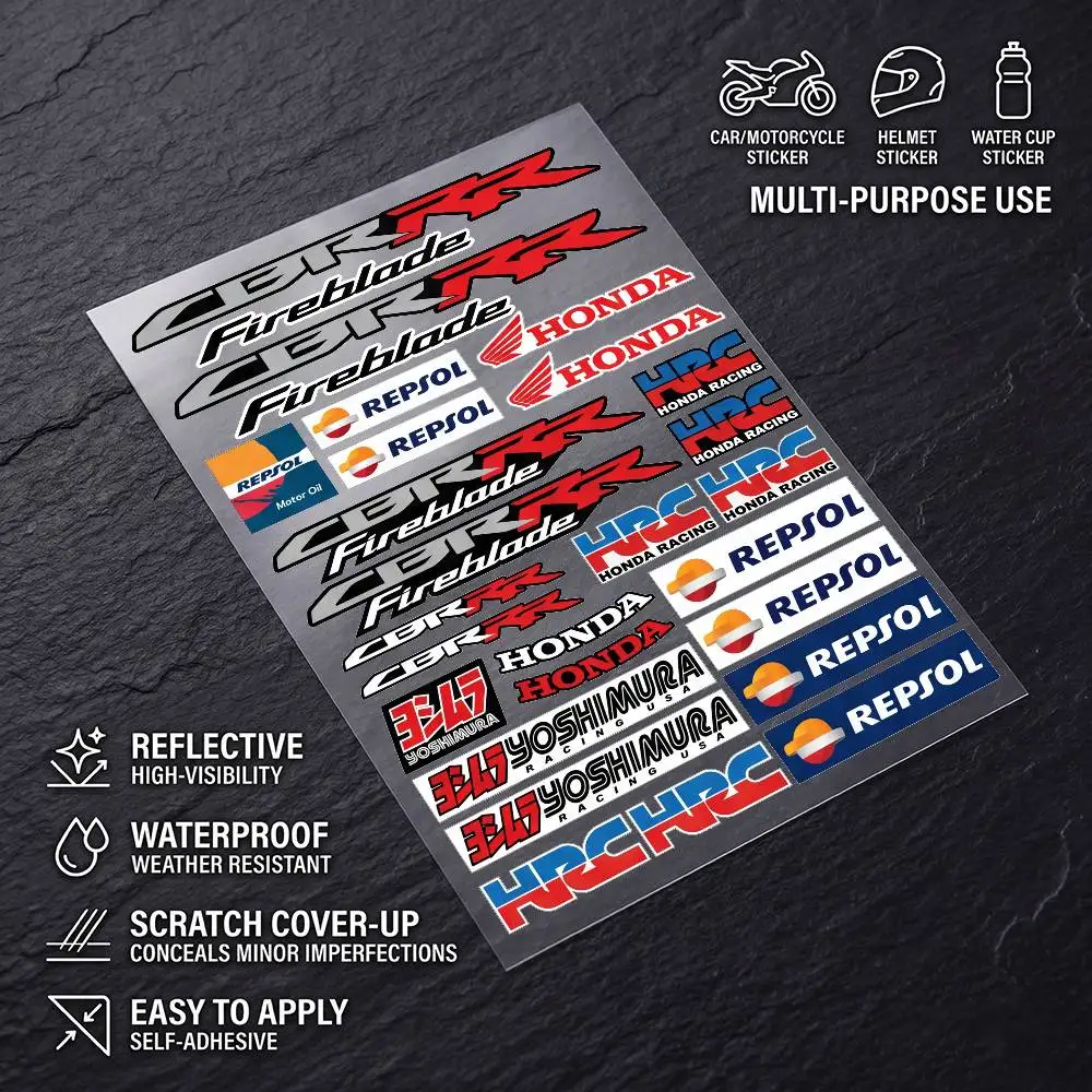 FÜR HONDA Wasserdichter, reflektierender Kratzschutzaufkleber, universeller Dekoraufkleber für Auto, Motorrad, Helm, Kühlschrank