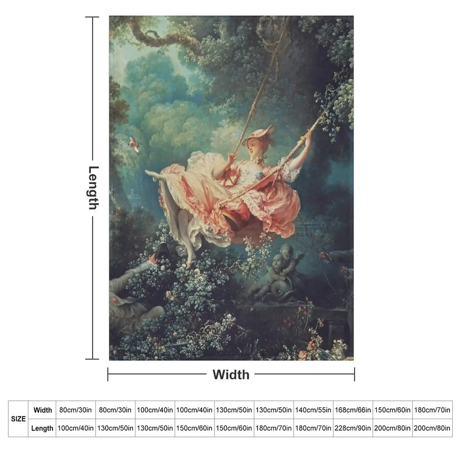 Jean-Honor?? Fragonard - The Swing (L'Escarpolette) (1767) Throw Blanket Plaid on the sofa Polar Luxury Throw Warm Blankets