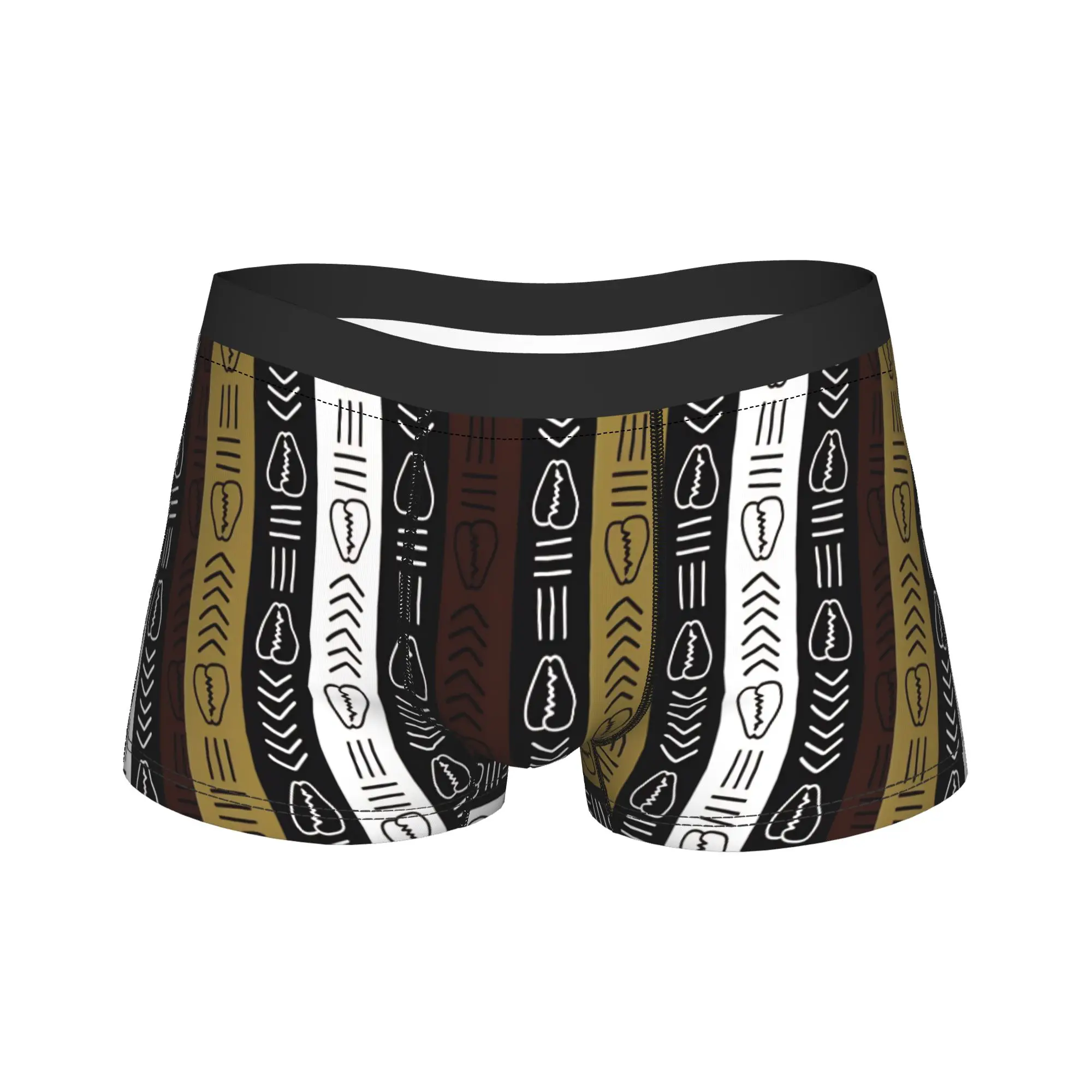African Textile Pattern Bogolan  Underwear  Male Shorts Briefs Elastic Boxershorts High Quality Printing Oversize Panties