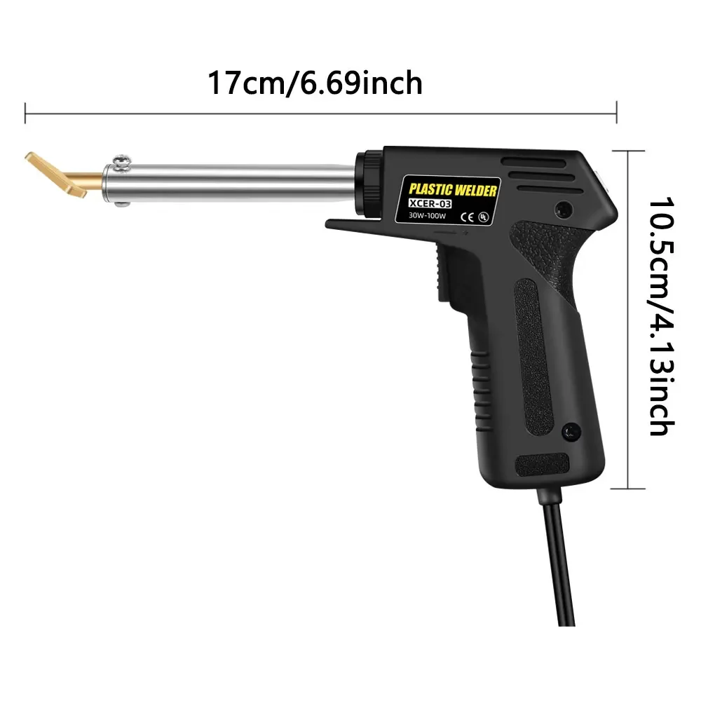 طقم لحام بلاستيكي محمول 2 في 1 مع رأس لحام وأداة لامعة لإصلاح سطح مصد السيارة مجموعة اللحام الحراري