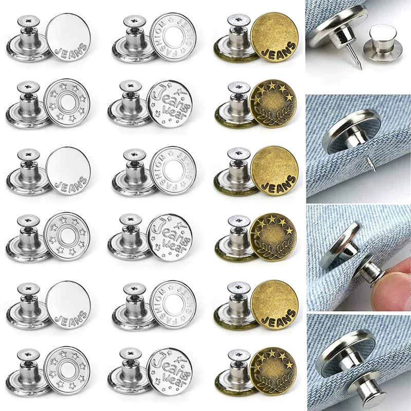 

10/20/30PCS DIY Garment Seam-free Jeans Alloy Screw Type Buckles Nail Free Waist Detachable Adjustable Waist Buttons Send Tools