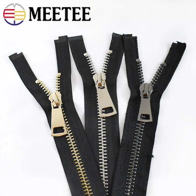 Meetee 1Pc 70/80/90/100cm 10# Open-End Metal Zippers For Jacket Garment Decor Zipper Repair Kit DIY Bags Sewing Accessories