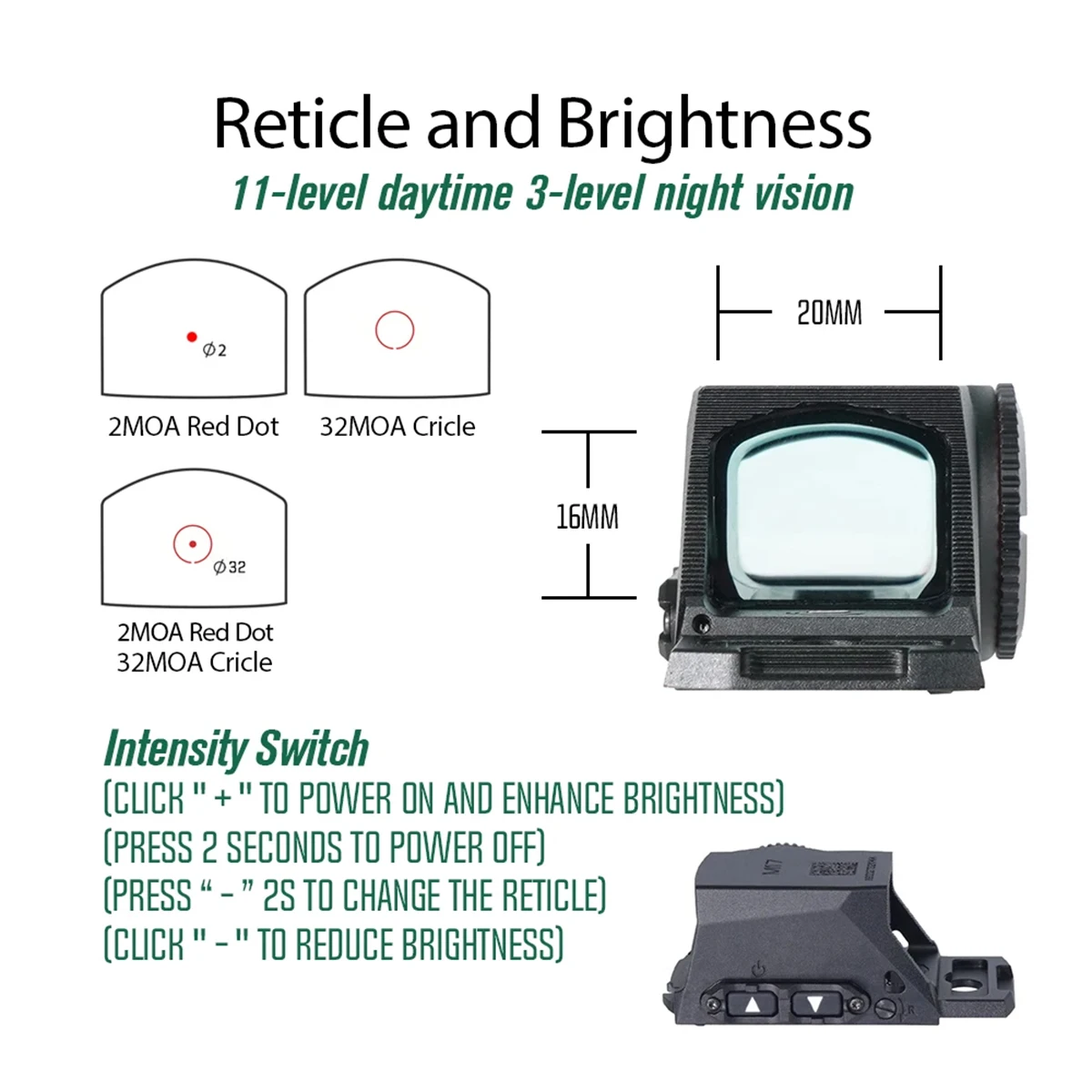 جديد R-M17 ريد دوت البصر المغلقة البصريات نطاق 2MOA 32MOA 1x24 مللي متر ريفلكس كوليماتور للصيد نطاقات 1:1 نسخة #2
