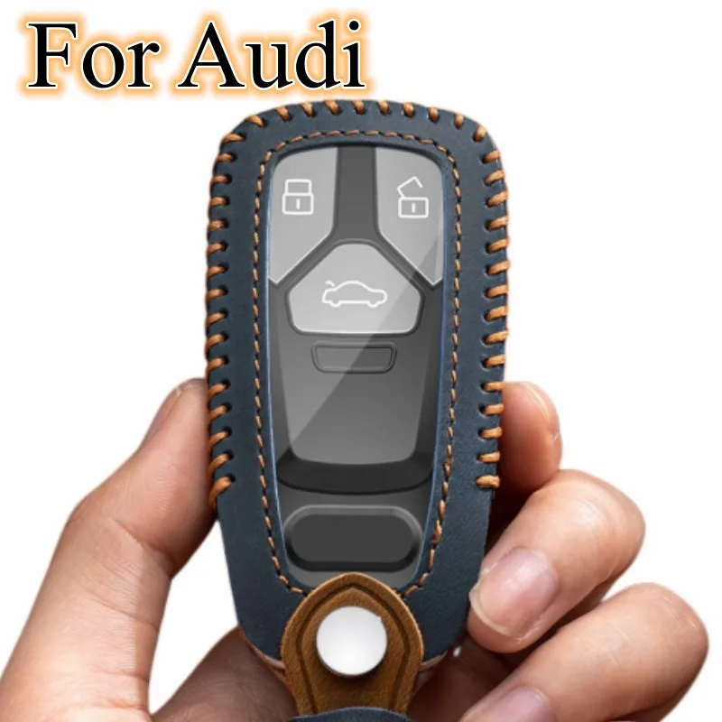 

Leather Car Remote Key Case Cover Shell For Audi A1 A3 A4 B9 A5 A6 Q3 Q5 4M Q7 TT TTS RS Coupe Protector Holder Fob Accessories