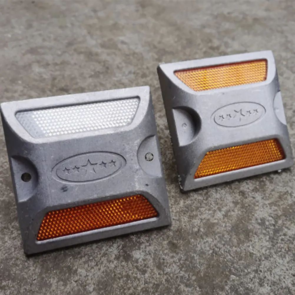 4Pcs Reflective Aluminum Lane Markers Heavy Duty Pavement Stud Road Reflectors for Driveway Safety Night Visibility