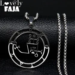 Sigil Stainless Steel Necklace Silver Color Dantalion Seal Solomon Demon Satan Sigil Satan Necklaces Pendants Jewelry N7150S03