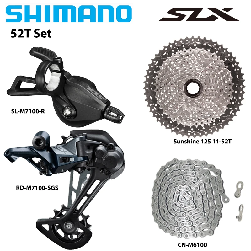 SHIMANO Deore SLX M7100 1X12S Groepset Versnellingspook Achterderailleur M6100 Keten SUNSHINE HG Cassette 12S 46T 50T 52T Fietsonderdelen - afbeelding 1