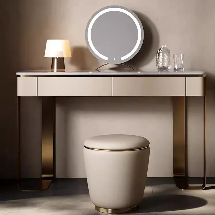 Toeletta in stile italiano leggero e lussuoso, toeletta moderna in marmo semplice e di fascia alta