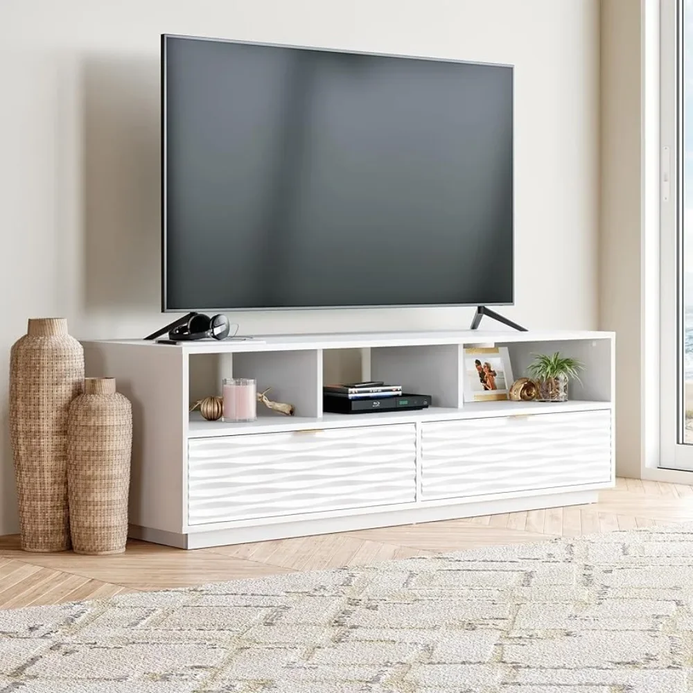 

%a Main TV Credenza with Storage, L: 60.04" x W: 20.00" x H: 19.33", White Finish