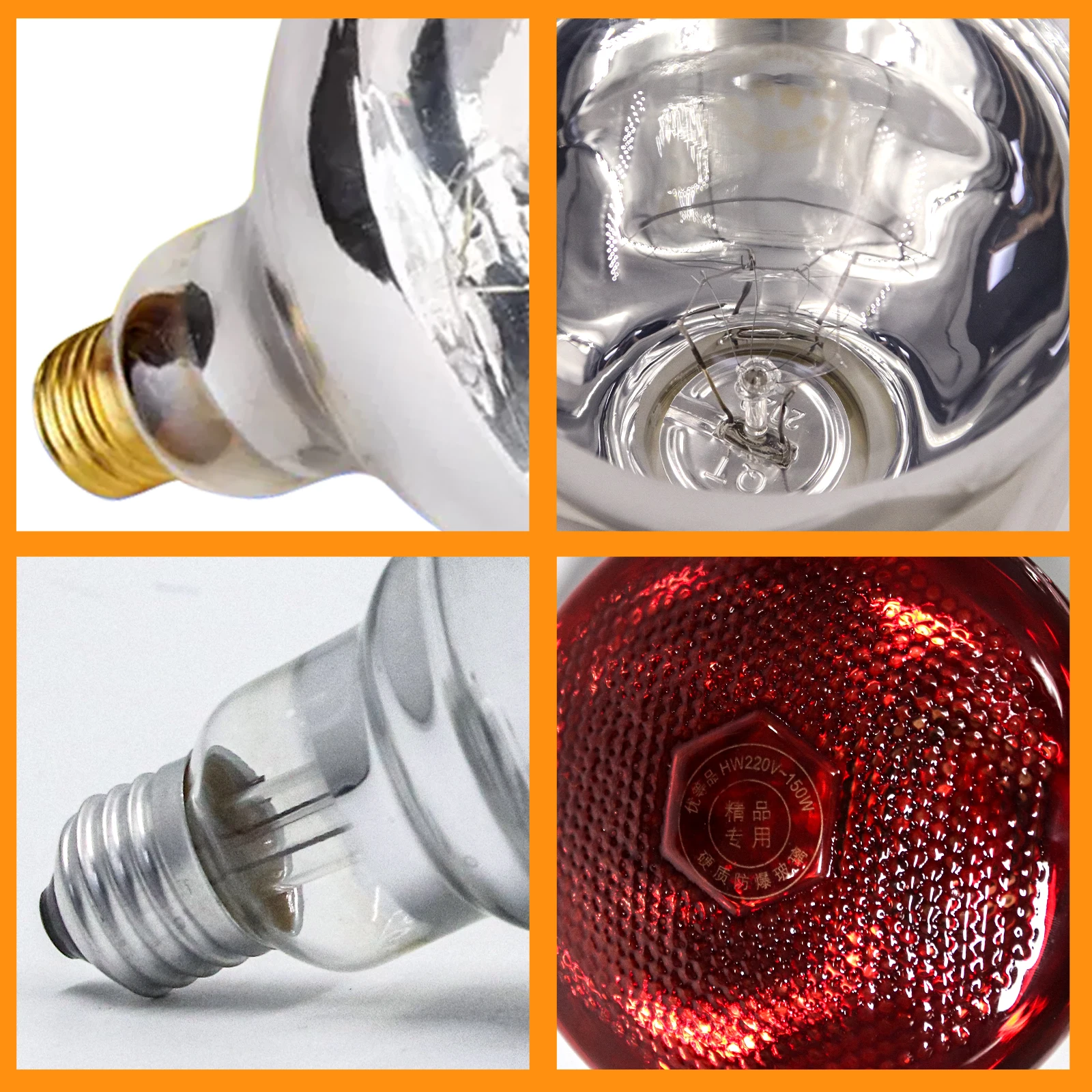 2PCS Thickened Heating Lamp Breeding Bulb High Quality 100W/150W/200W/250W/275W LED Light Pet Hatch Chicken Pig Heater Bulbs