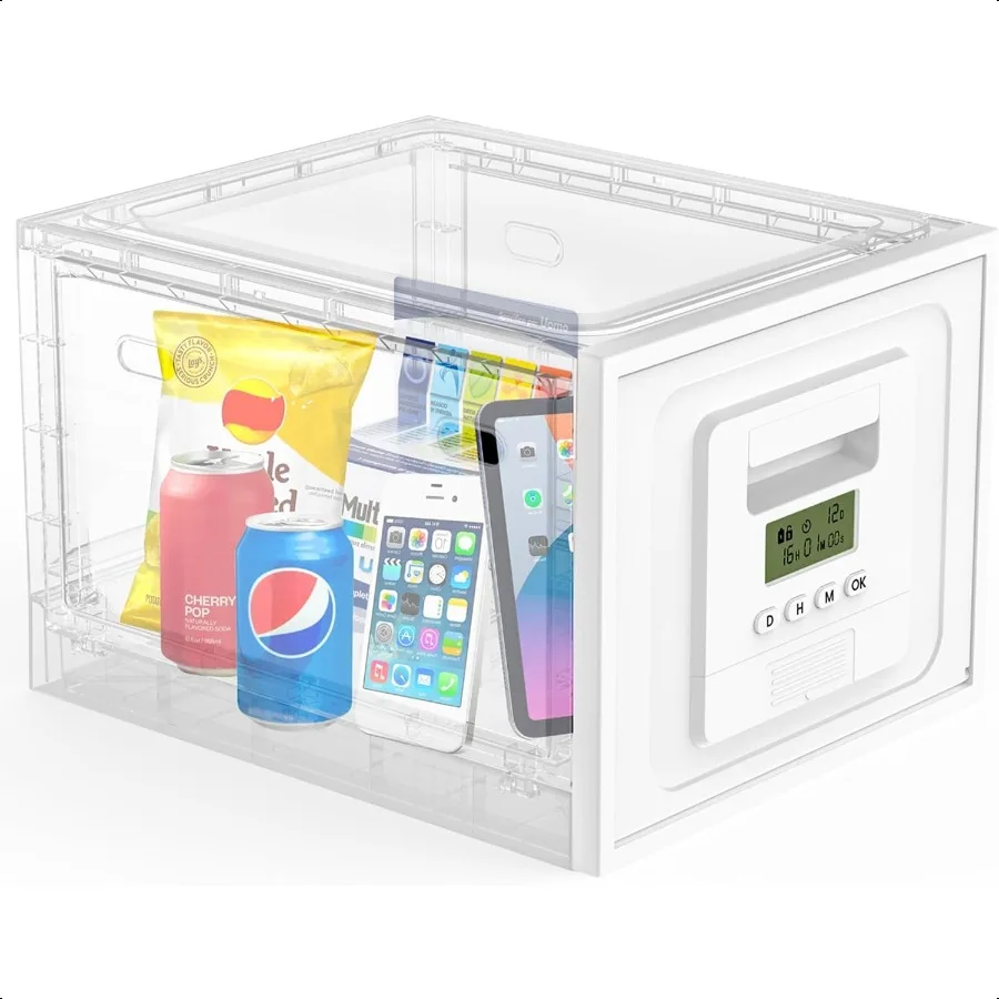 Cassetta di sicurezza cronometrata combinata Cassetta di sicurezza per farmaci in plastica trasparente con serratura a combinazione Contenitore per snack per frigorifero Frigorifero Ta