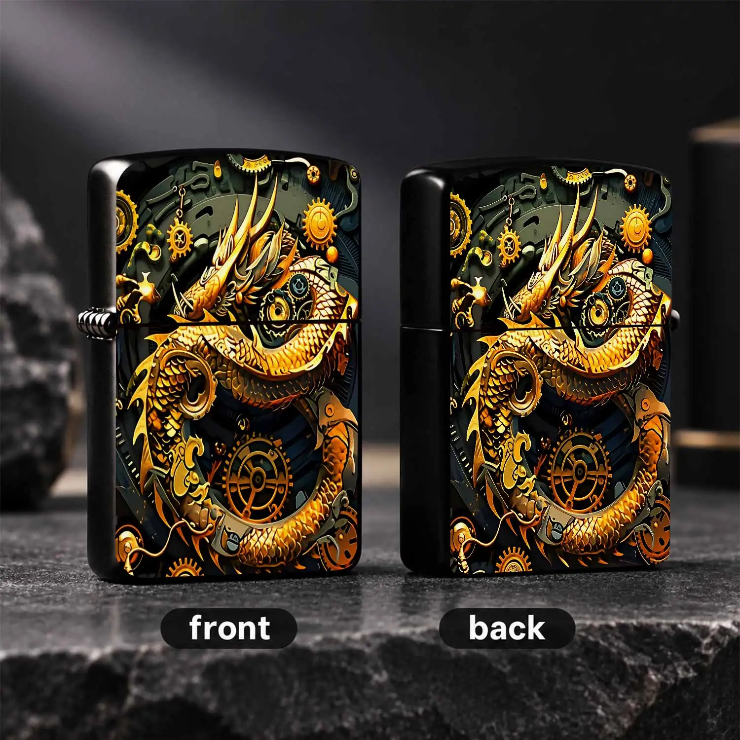 Steampunk Mechanical Golden Dragon Themed Lighter, Retro Creative Industrial Style With Exquisite Gear Decoration, Cool Stylish Portable Item, Suitable For All Daily Scenarios, Uniquestyle Mechanical Design, Perfect For A Humorou And Intere