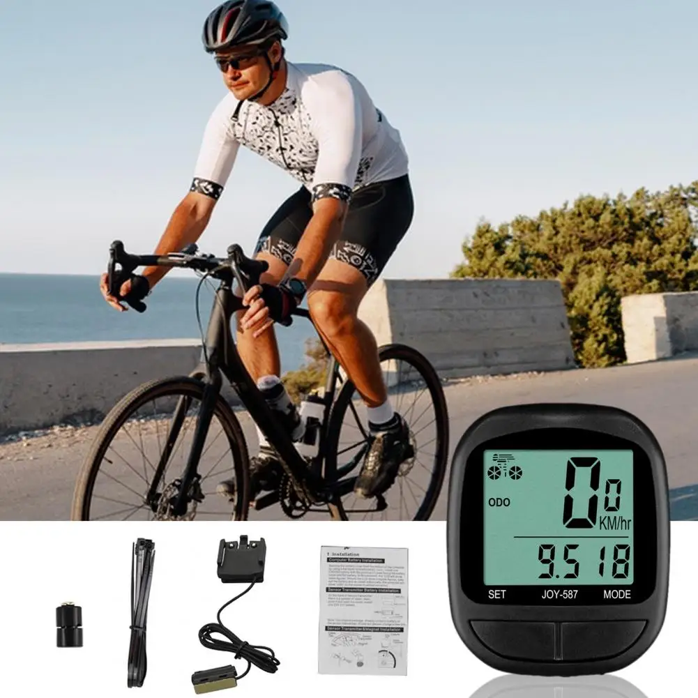 Wireless Bike Computer Waterproof Wireless Bicycle Speedometer with Lcd Display Easy Installation Odometer for Cycling Battery