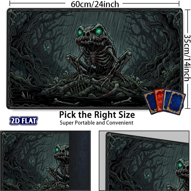 Game mat - Dark Skeleton Frog pattern game mat, compatible with TCG/CCG card games, fantasy game table mat, suitable for card