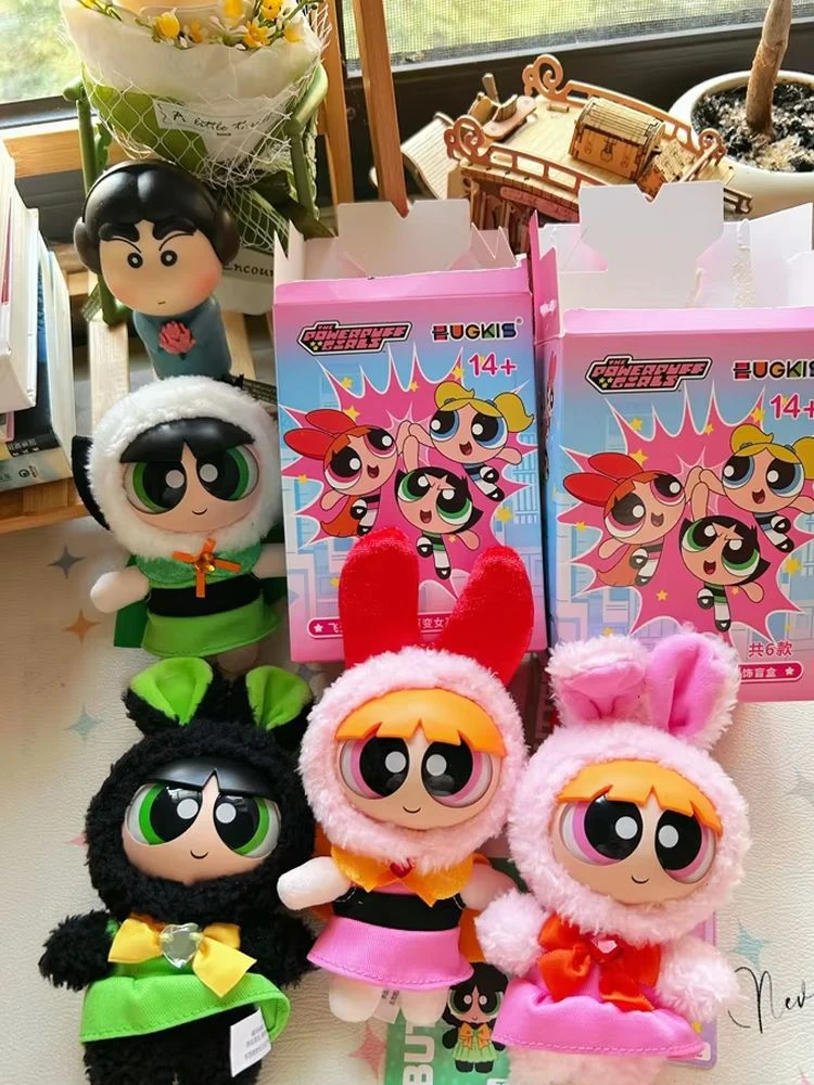 HUGKIS The Powerpuff Girls Variety Girl Series Vinyl Plush Blind Box Chicas Superpoderosas Powerpuff Anime Cartoon Pendant Gift