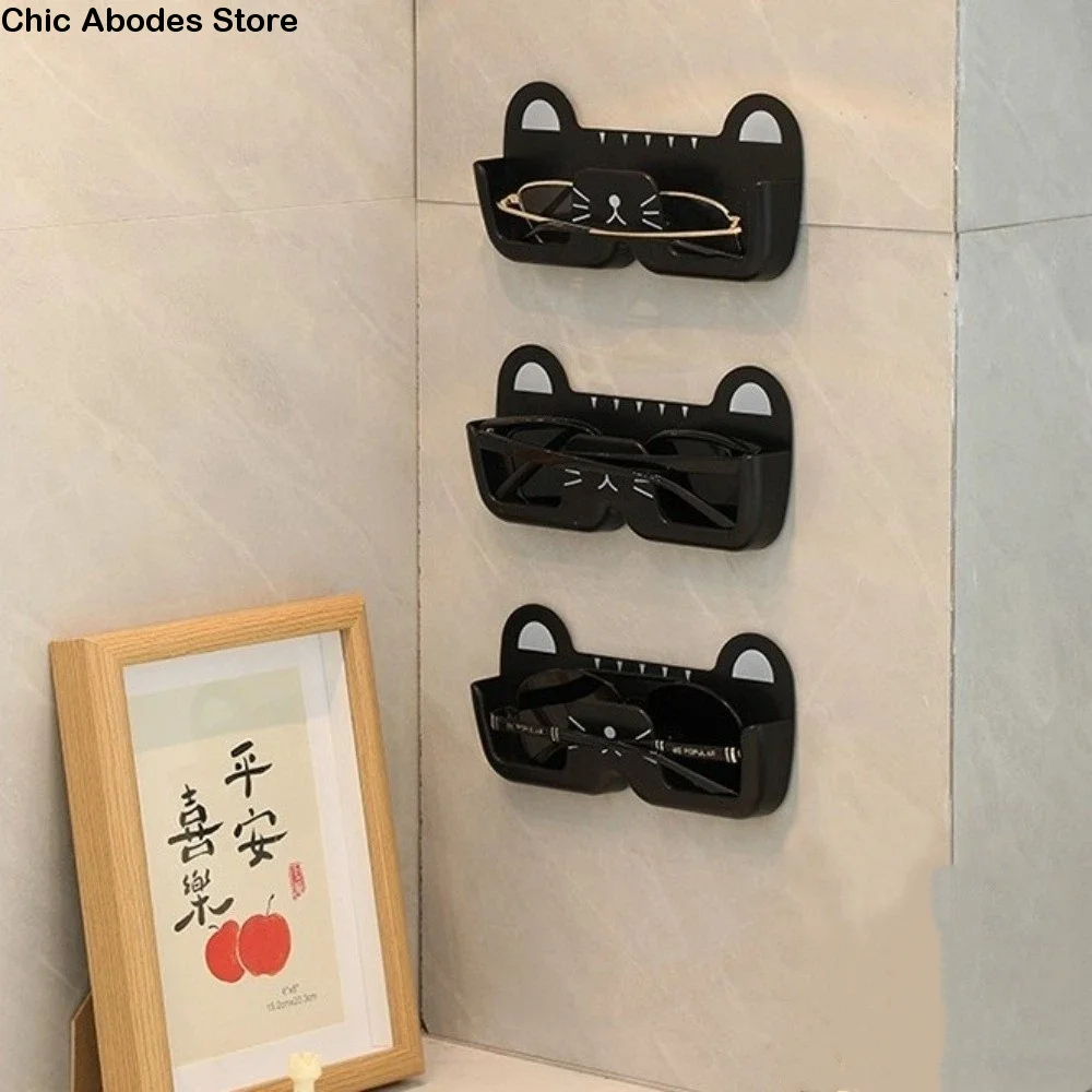 

Multi-function Easy To Install Cat Glasses Frame Seamless Cute Wall Mounted Eyeglass Frame Sturdy Shelf Glasses Holder Home