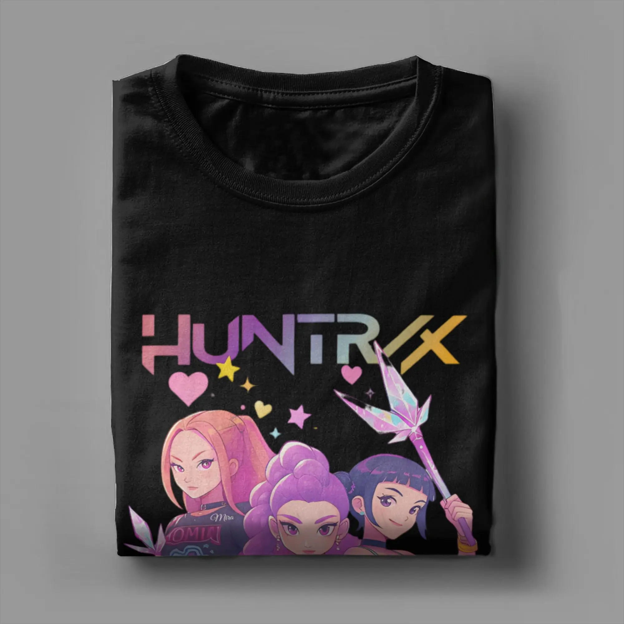 تي شيرت كبير الحجم من Huntrix Girl تي شيرت قطني تي شيرت شعبي للزوجين ملابس صيفية Y2K أساسية مطبوعة بأكمام قصيرة