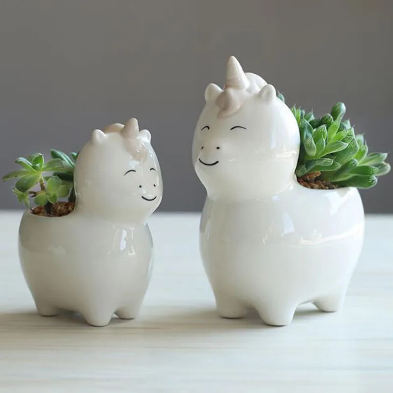 

Nordic Style Succulent Plant Por Auspicious Horse Flower Pot White Porcelain Vase Planter Desktop Ornaments Home Garden Decor