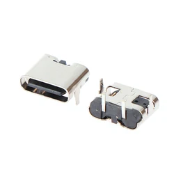 10Pcs Type-C Female Seat 2 Pin Plug Micro Connector Socket USB Power Jack Dock For Mobile Phone Charging Port