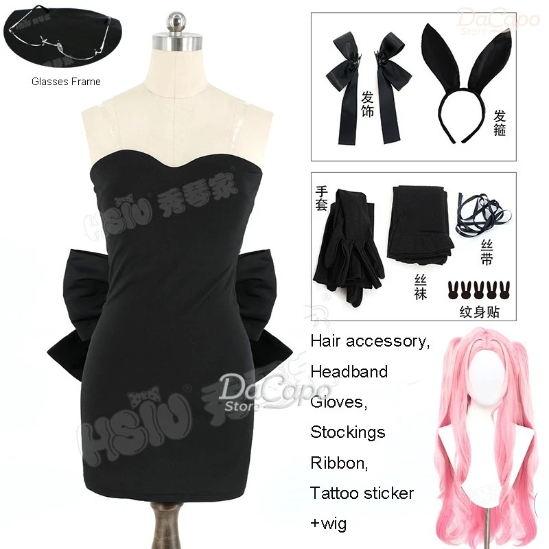 

Bunny Alien Stage Mizi Aniplus Cafe Косплей Все черное платье с бантом Милое платье наряд Сексуальный кролик для девочек Хэллоуин Женская одежда